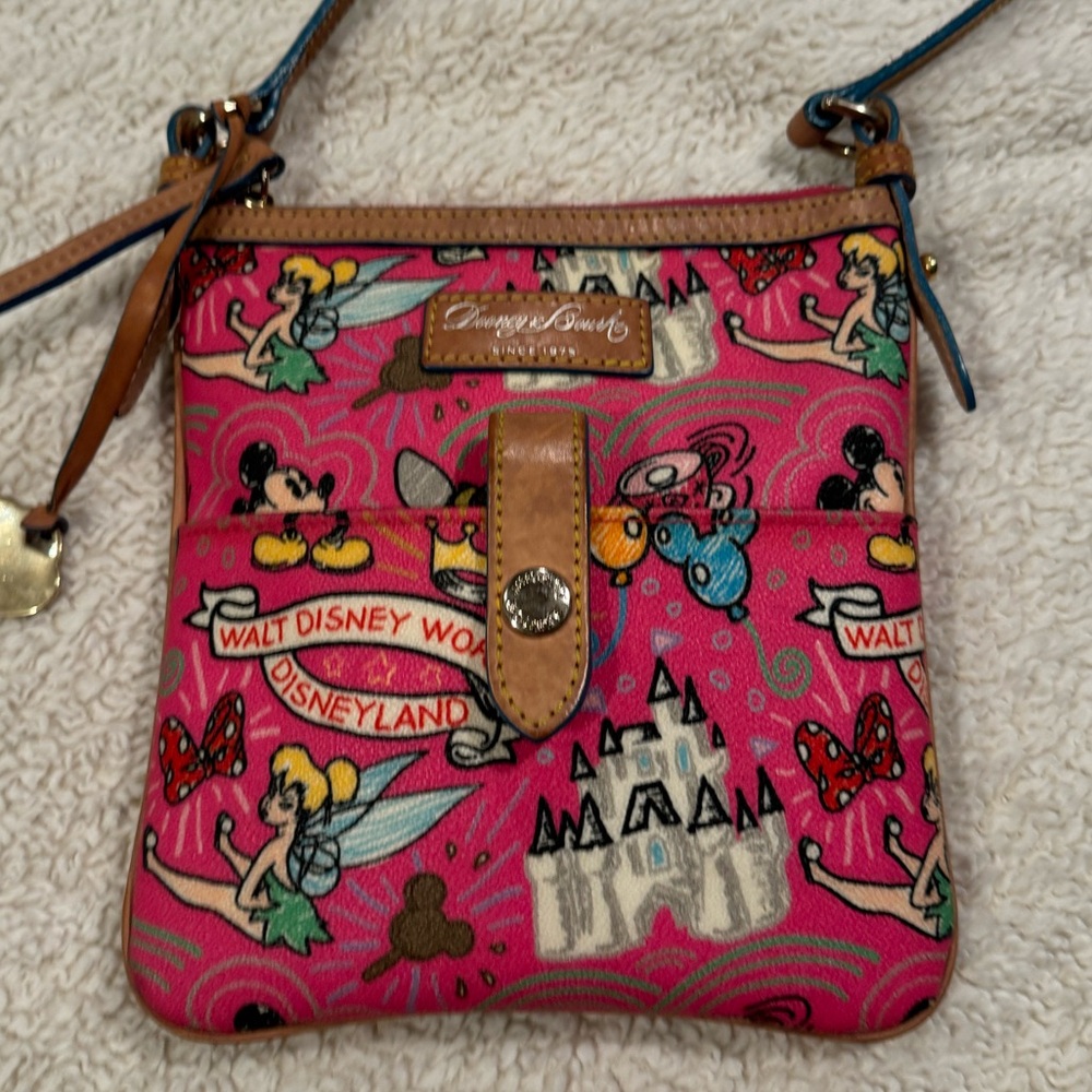 Disney Dooney and Bourke Colored Sketch Letter Carrier Crossbody - Pink.
